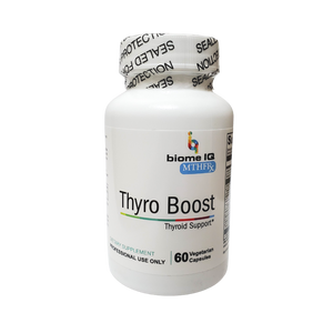 Thyro Boost est une formule mixte à base de minéraux et de plantes qui favorise une fonction thyroïdienne saine. Un déséquilibre des hormones thyroïdiennes peut engendrer de nombreux symptômes désagréables tels que : manque d'énergie, cerveau brumeux, fatigue chronique, cheveux clairsemés, insomnie, anxiété et sautes d'humeur. Thyro Boost combine des acides aminés, des vitamines, des minéraux et des extraits de plantes pour favoriser l'équilibre des hormones thyroïdiennes et améliorer la santé de la thyroïde.